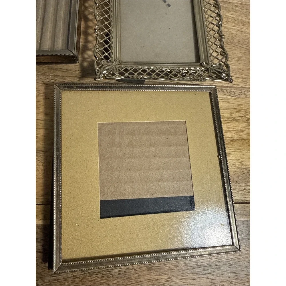 Lot Of 4 Vintage Small Ornate Mixed Metal Brass Picture Frames Gallery Wallet